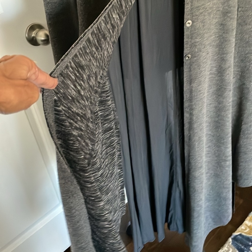 Anama Maxi Duster SizeM Gray Knit Multifabric Bohemian Edgy Normcore Casual Chic - Picture 3 of 11